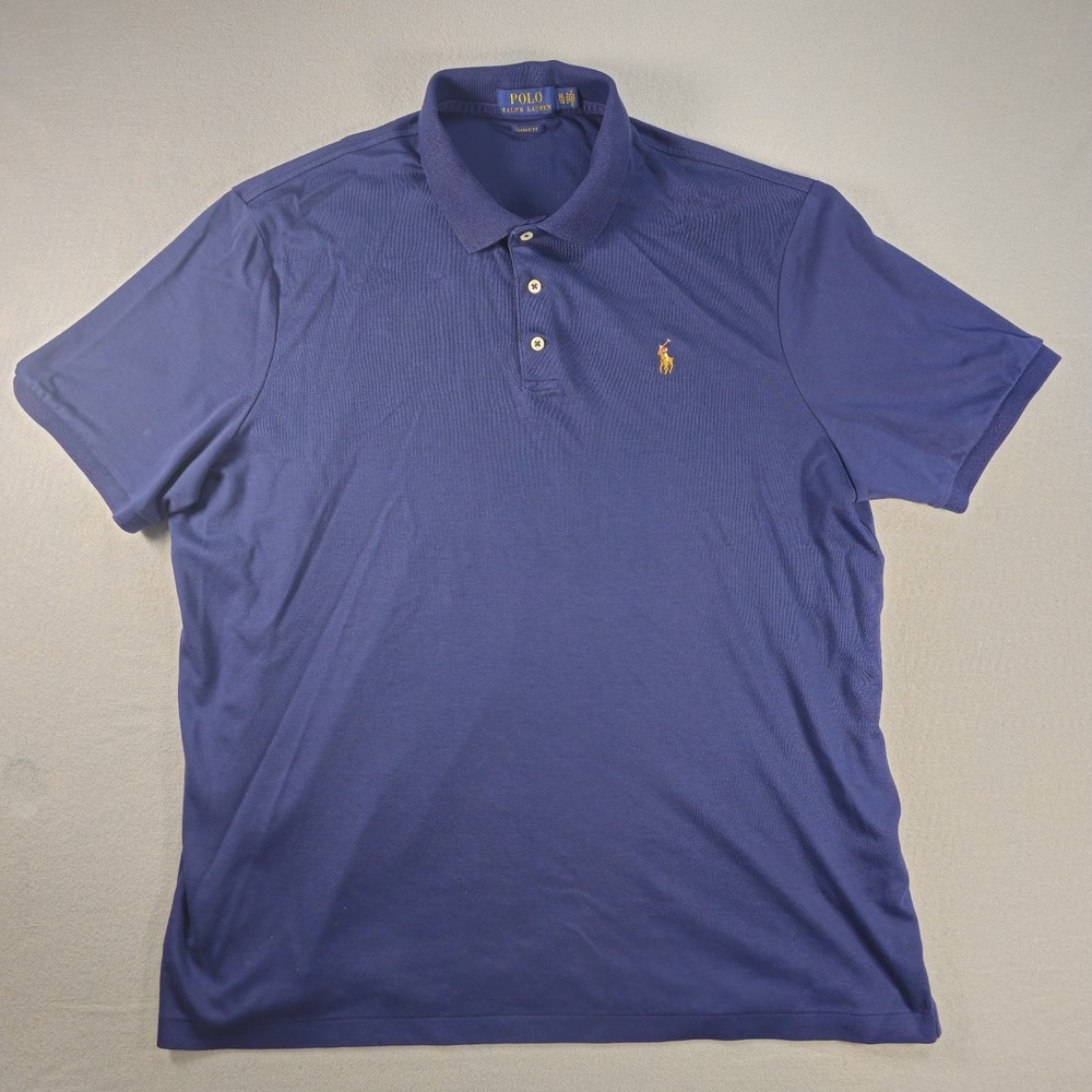 Polo Ralph‎ Lauren Mens XL Tall Navy Blue Classic Fit Cotton Short Sleeve Polo